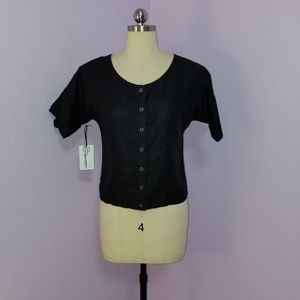 Conscious Clothing Black Cropped Linen Top